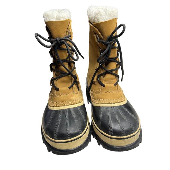 Sz 10 Sorel Men’s Caribou Waterproof Winter Snow Boots Brown Leather Insulated - Picture 4 of 9